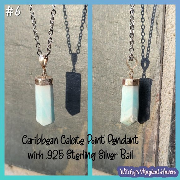 Caribbean Calcite Gemstone Sterling Silver Bail Pendants - Picture 8 of 12